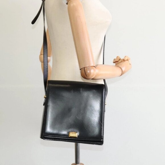 BALLY Shoulder Bag Leather Black Auth - Picture 1 of 16